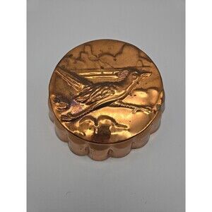 Vtg LARGE Solid Copper Mold ROADRUNNER Scalloped Edge Tin Lined Wall Decor